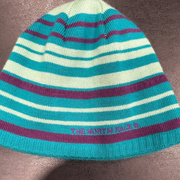 The North Face Other - The North Face Kids Striped Beanie - Teal and Purple
